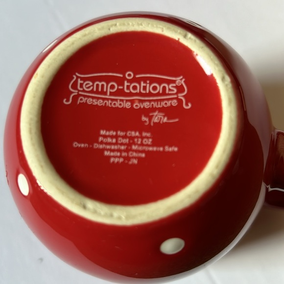 Temptations by Tara set of 3 Red White Polka Dots 12 ounces - Picture 3 of 4